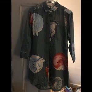 Adorable bunny anthro long silk shirt- size 0